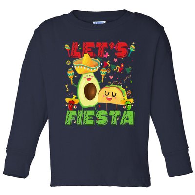 Let's Fiesta Avocado And Tacos Cinco De Mayo Mexican Party Toddler Long Sleeve Shirt