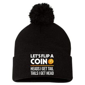 Let's Flip A Coin Funny Dirty Joke dad Pom Pom 12in Knit Beanie