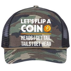 Let's Flip A Coin Funny Dirty Joke dad Retro Rope Trucker Hat Cap