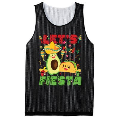 Lets Fiesta Avocado And Tacos Cinco De Mayo Mexican Party Mesh Reversible Basketball Jersey Tank