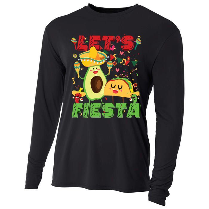 Lets Fiesta Avocado And Tacos Cinco De Mayo Mexican Party Cooling Performance Long Sleeve Crew