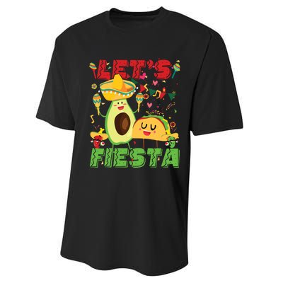 Lets Fiesta Avocado And Tacos Cinco De Mayo Mexican Party Performance Sprint T-Shirt