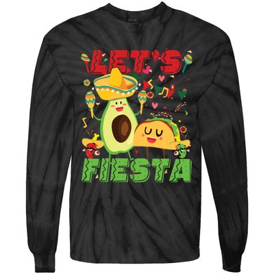 Lets Fiesta Avocado And Tacos Cinco De Mayo Mexican Party Tie-Dye Long Sleeve Shirt