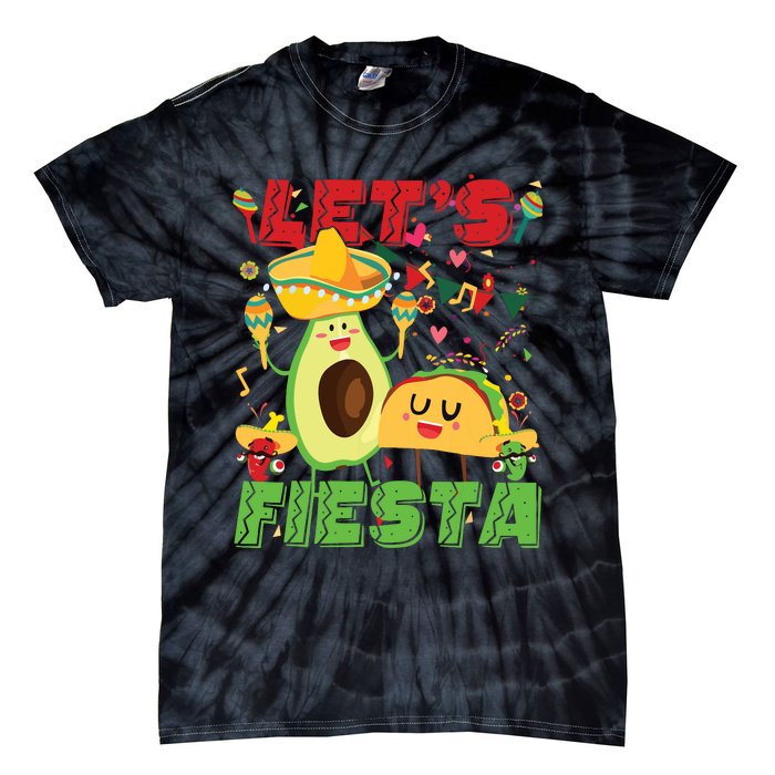 Lets Fiesta Avocado And Tacos Cinco De Mayo Mexican Party Tie-Dye T-Shirt