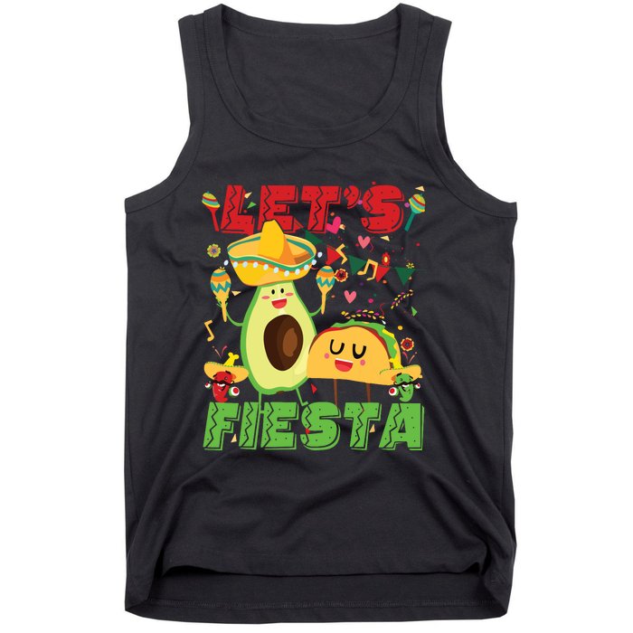 Lets Fiesta Avocado And Tacos Cinco De Mayo Mexican Party Tank Top