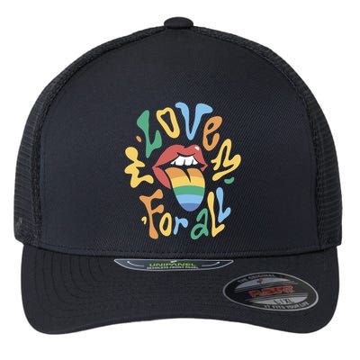 Love For All Pride Tongue Flexfit Unipanel Trucker Cap