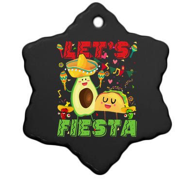 LetS Fiesta Avocado And Tacos Cinco De Mayo Mexican Party Ceramic Star Ornament