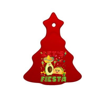 LetS Fiesta Avocado And Tacos Cinco De Mayo Mexican Party Ceramic Tree Ornament