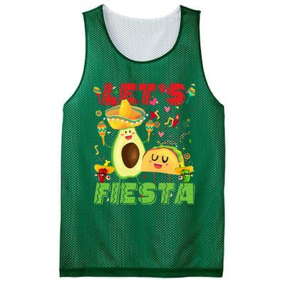 Let's Fiesta Avocado And Tacos Cinco De Mayo Mexican Party Mesh Reversible Basketball Jersey Tank