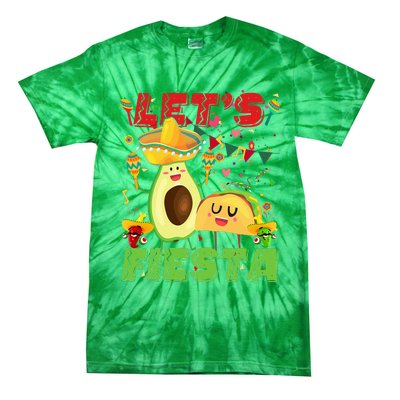 Let's Fiesta Avocado And Tacos Cinco De Mayo Mexican Party Tie-Dye T-Shirt