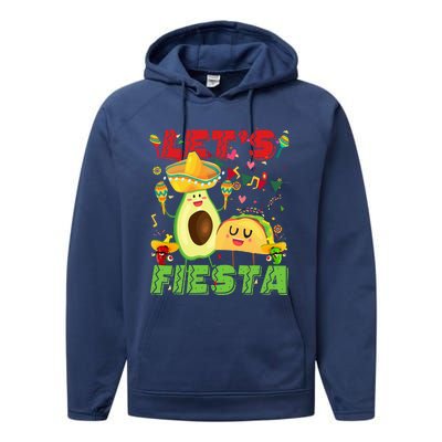 Let's Fiesta Avocado And Tacos Cinco De Mayo Mexican Party Performance Fleece Hoodie