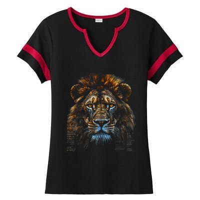 Lion Fantasy Art Animal Lion Ladies Halftime Notch Neck Tee