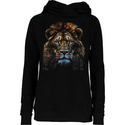 Lion Fantasy Art Animal Lion Womens Funnel Neck Pullover Hood