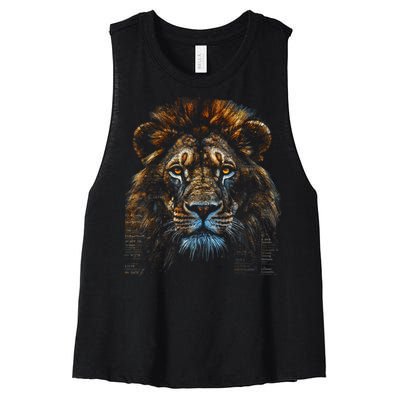 Lion Fantasy Art Animal Lion Women's Racerback Cropped Tank