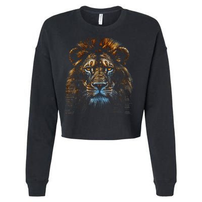 Lion Fantasy Art Animal Lion Cropped Pullover Crew