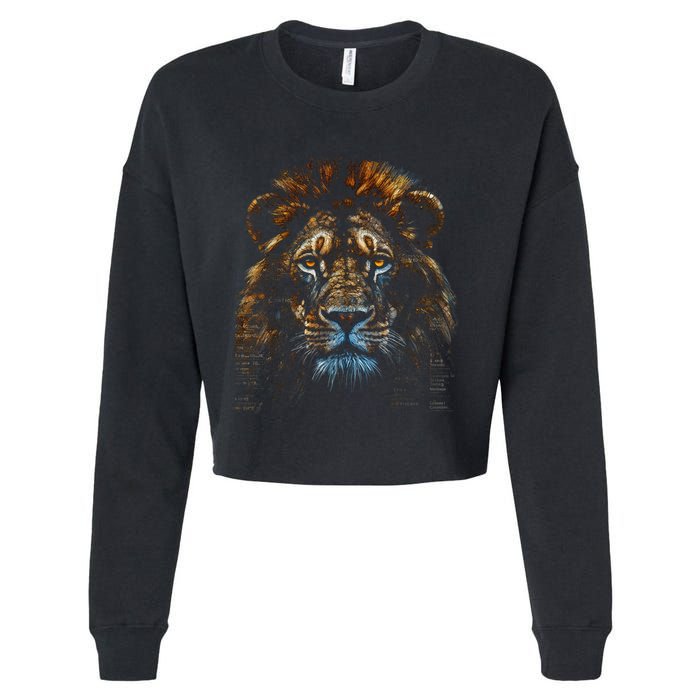 Lion Fantasy Art Animal Lion Cropped Pullover Crew