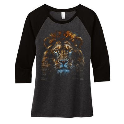 Lion Fantasy Art Animal Lion Women's Tri-Blend 3/4-Sleeve Raglan Shirt