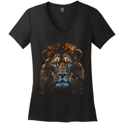 Lion Fantasy Art Animal Lion Women's V-Neck T-Shirt