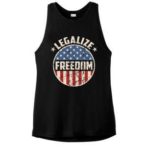 Legalize Freedom American Patriotic America Retro Us Flag Gift Ladies PosiCharge Tri-Blend Wicking Tank