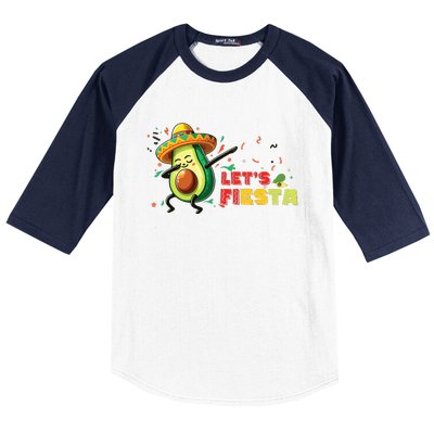 Lets Fiesta Avocado Dabbing Cinco De Mayo Women Baseball Sleeve Shirt