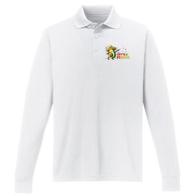 Lets Fiesta Avocado Dabbing Cinco De Mayo Women Performance Long Sleeve Polo