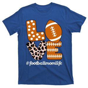 Love Football American Mom Life Player With Leopard Print Gift T-Shirt