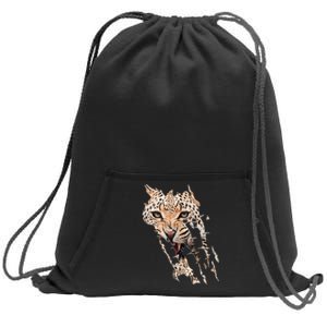 Leopard Face African Safari Wild Cat Paws Ank Op Sweatshirt Cinch Pack Bag