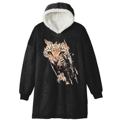 Leopard Face African Safari Wild Cat Paws Ank Op Hooded Wearable Blanket