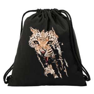 Leopard Face African Safari Wild Cat Paws Ank Op Drawstring Bag