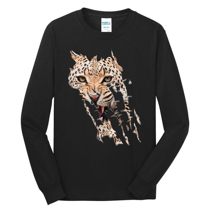 Leopard Face African Safari Wild Cat Paws Ank Op Tall Long Sleeve T-Shirt