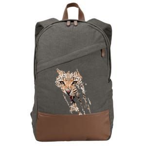 Leopard Face African Safari Wild Cat Paws Ank Op Cotton Canvas Backpack