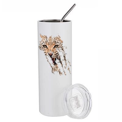 Leopard Face African Safari Wild Cat Paws Ank Op Stainless Steel Tumbler