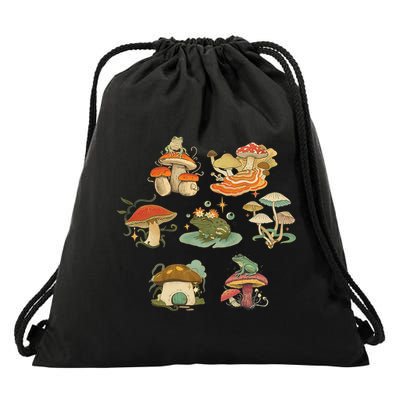 Lovely Frog And Mushroom Drawstring Bag