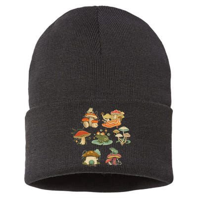 Lovely Frog And Mushroom Sustainable Knit Beanie