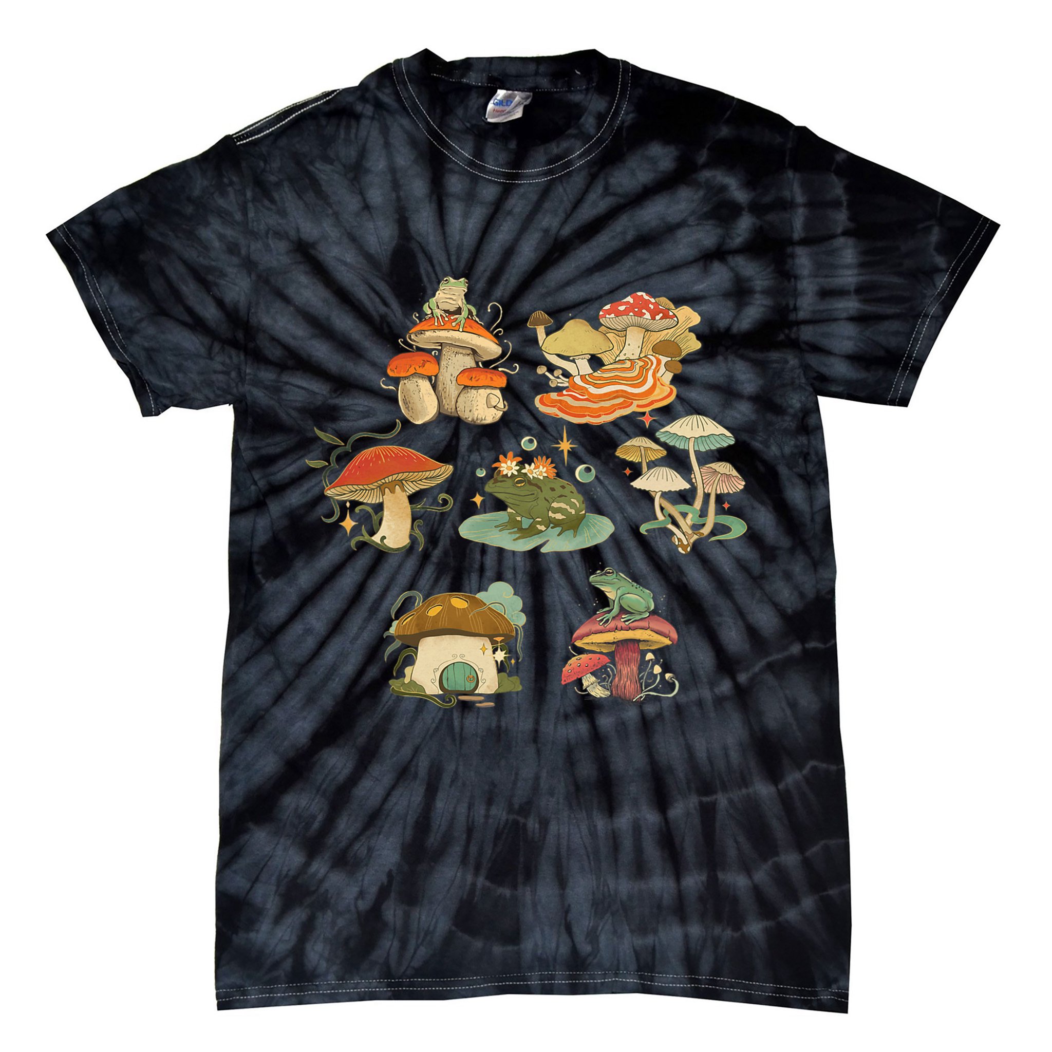 Lovely Frog And Mushroom Tie-Dye T-Shirt