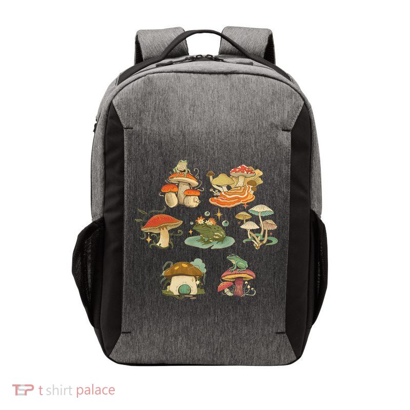 Lovely Frog And Mushroom Vector Backpack