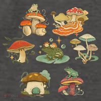 Lovely Frog And Mushroom Vector Backpack