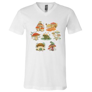 Lovely Frog And Mushroom V-Neck T-Shirt