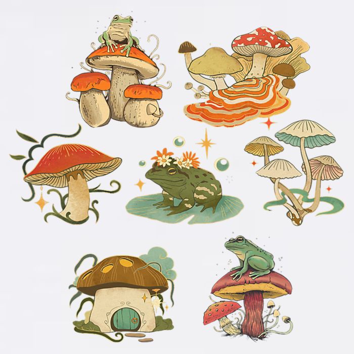 Lovely Frog And Mushroom Cooling Performance Long Sleeve Crew