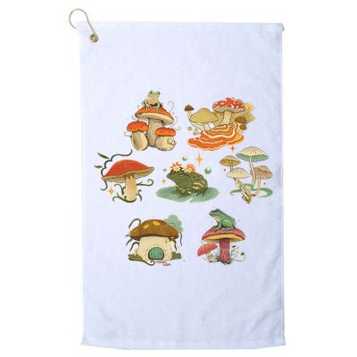 Lovely Frog And Mushroom Golf Towel