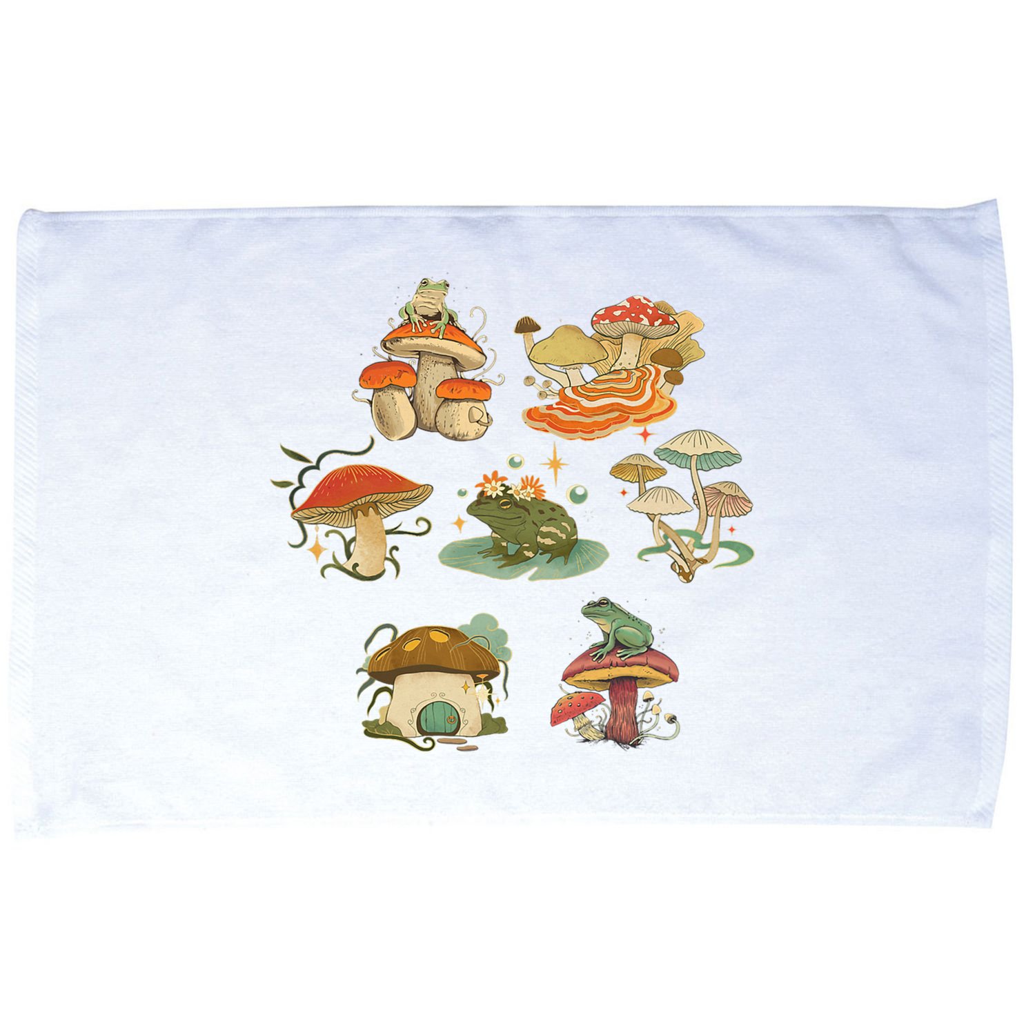 Lovely Frog And Mushroom Microfiber Hand Towel