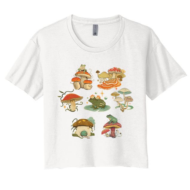 Lovely Frog And Mushroom Crop Top