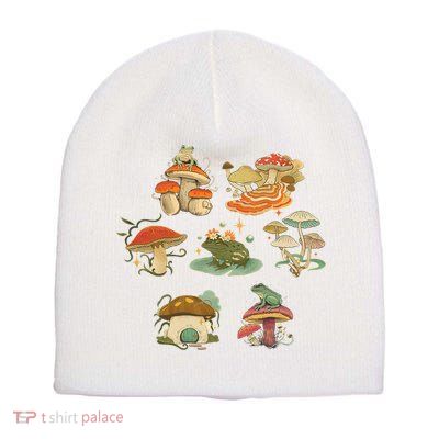 Lovely Frog And Mushroom Short Acrylic Beanie