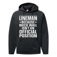 Lineman Football Art For Football Player Lineman Performance Fleece Hoodie