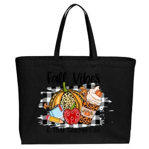 Leopard Fall Autumn Vibes Thankful Teacher Life Thanksgiving Gift Cotton Canvas Jumbo Tote