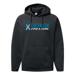 Liberalism Find a Cure Performance Fleece Hoodie