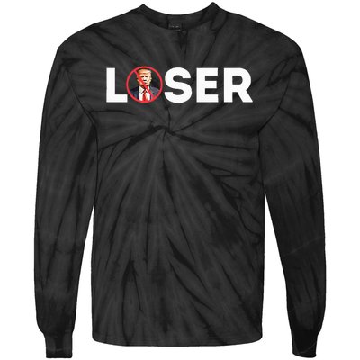 Loser Funny Anti Trump 2024 Loser Not Again Kamala Harris Tie-Dye Long Sleeve Shirt