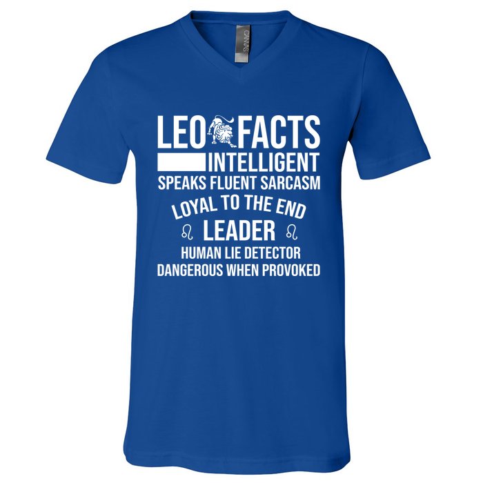 Leo Facts August Leo Zodiac Gift V-Neck T-Shirt