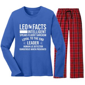 Leo Facts August Leo Zodiac Gift Women's Long Sleeve Flannel Pajama Set 