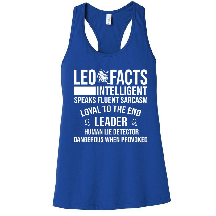 Leo Facts August Leo Zodiac Gift Women's Racerback Tank